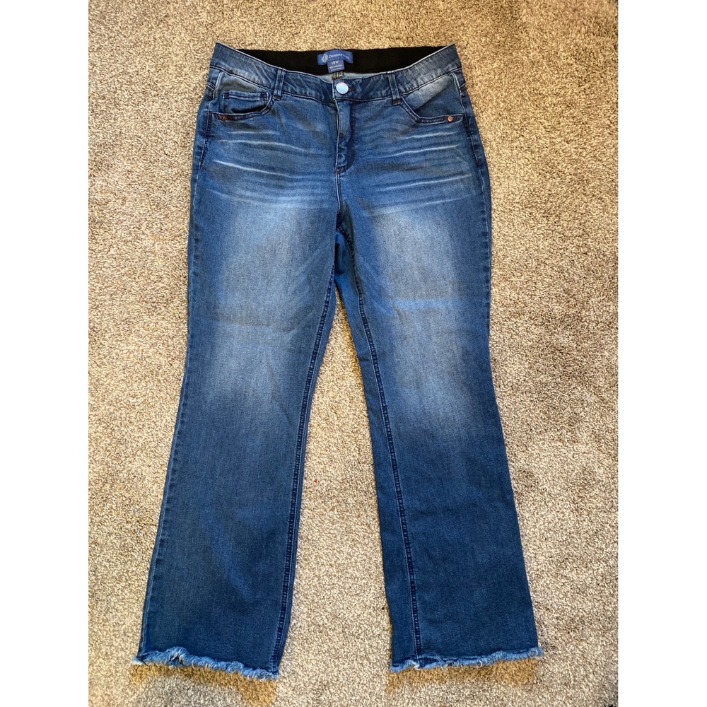 Democracy "Ab"solution Plus Size 18W Wide Leg Raw Hem Jeans Blue WN2162MJ